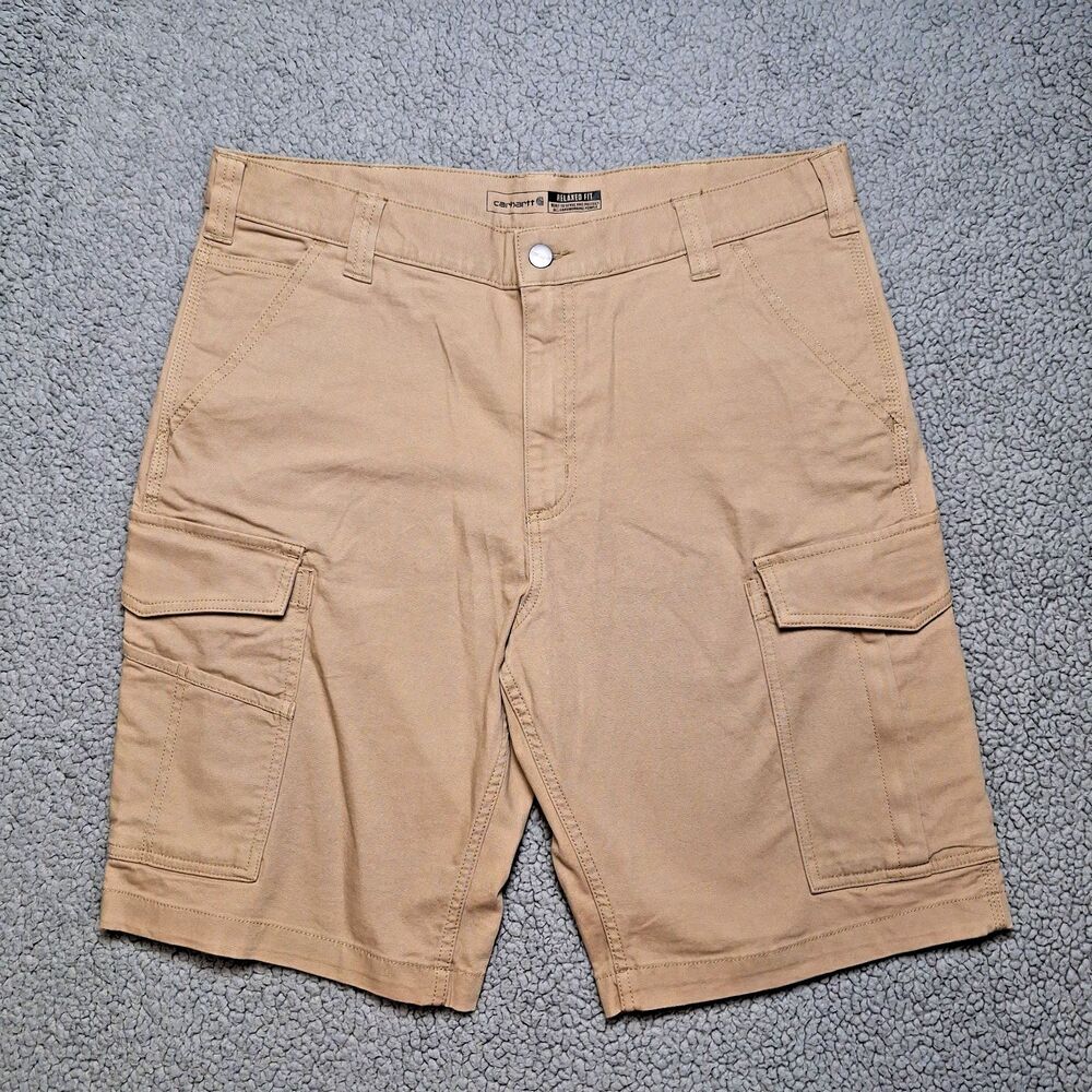 Carhartt Cargo Shorts‎ Mens 36 Khaki Beige Tan Workwear Relaxed Fit Casual Work